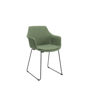 Cadeira Trapezoidal Elyze C/ Estofado Bouclê Verde Plaxmetal