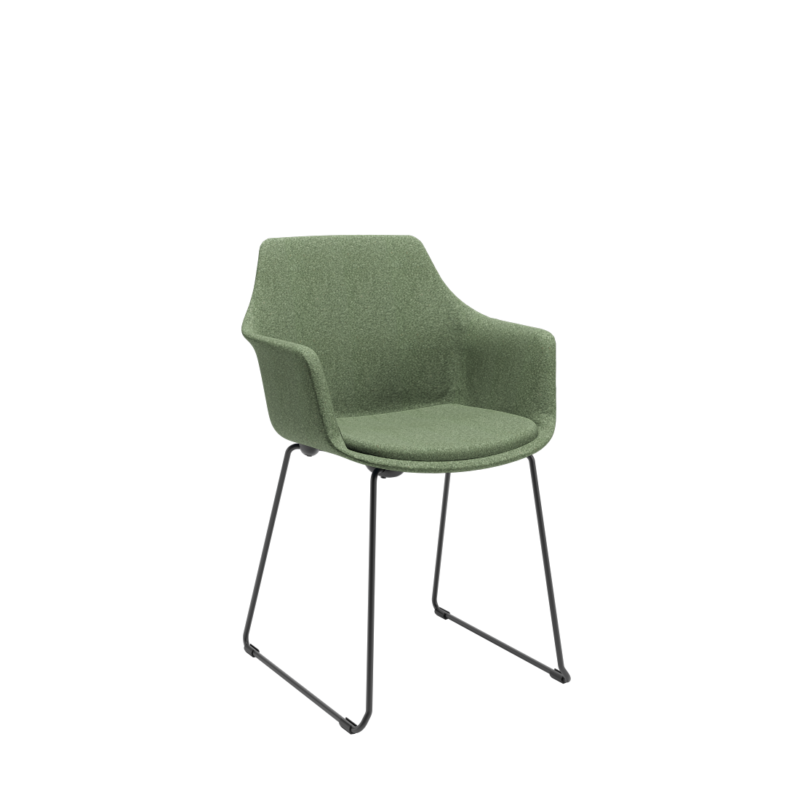 Cadeira Trapezoidal Elyze C/ Estofado Bouclê Verde Plaxmetal