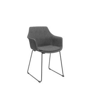 Cadeira Trapezoidal Elyze C/ Estofado Bouclê Cinza Plaxmetal