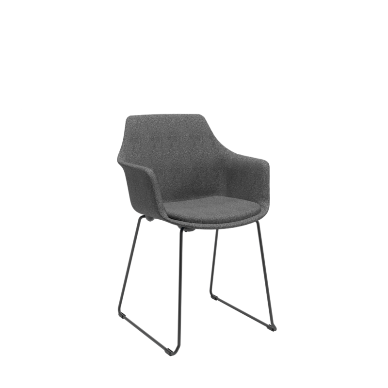 Cadeira Trapezoidal Elyze C/ Estofado Bouclê Cinza Plaxmetal