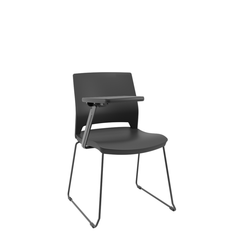 Cadeira Pé Trapezoidal  Duna c/ Prancheta Basculante Plaxmetal Preto