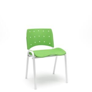 Cadeira Fixa Ergoplax Estr. Branca Ass. Enc. Verde Plaxmetal