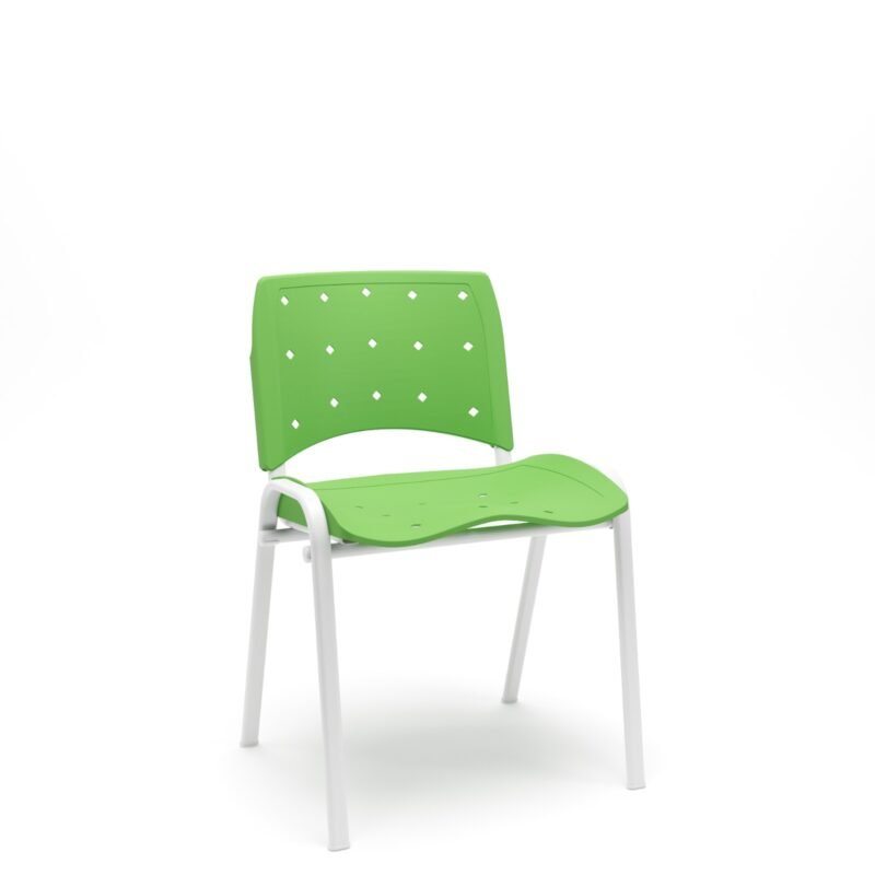 Cadeira Fixa Ergoplax Estr. Branca Ass. Enc. Verde Plaxmetal
