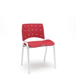 Cadeira Fixa Ergoplax Estr. Branca Ass. Enc. Vermelha Plaxmetal