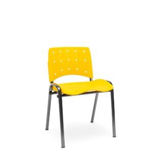 Cadeira Fixa Ergoplax Estr. Preta Ass. Enc. Amarelo Plaxmetal