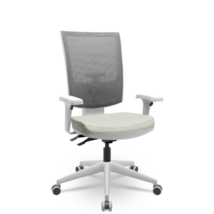 Cadeira Presidente Escritório Giratória Flash Cinza Backsystem Plaxmetal Assento Poliéster Cinza Claro