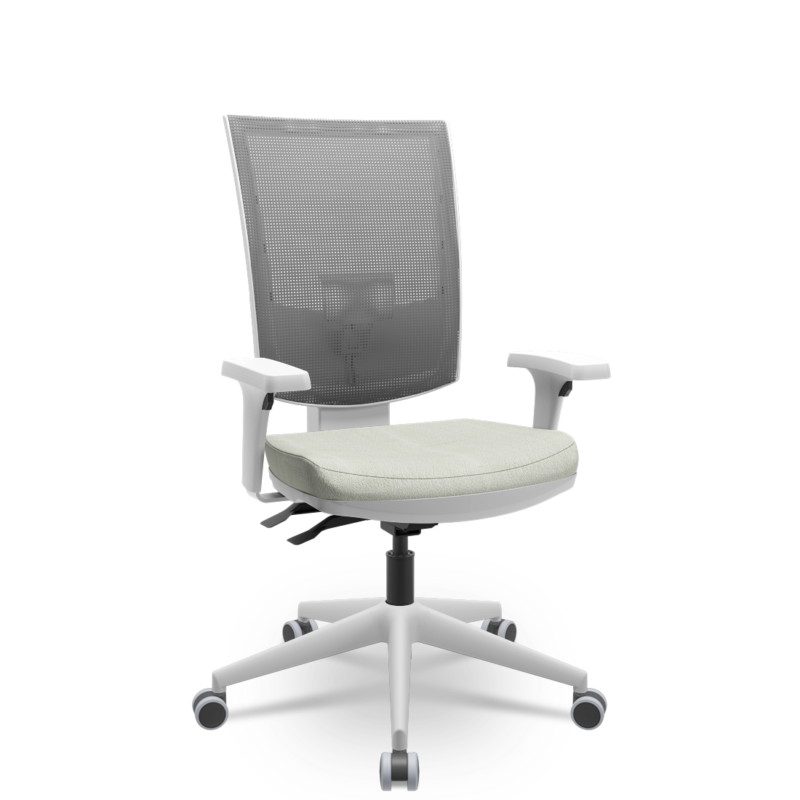 Cadeira Presidente Escritório Giratória Flash Cinza Backsystem Plaxmetal Assento Poliéster Cinza Claro