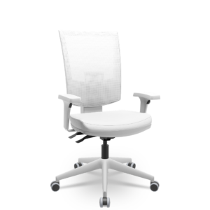 Cadeira Presidente Escritório Giratória Flash Branca Backsystem Plaxmetal Assento Vinil Branco