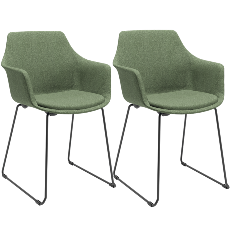 Cadeira Trapezoidal Elyze C/ Estofado Bouclê Verde Plaxmetal - Kit 02
