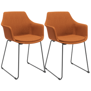Cadeira Trapezoidal Elyze C/ Estofado Bouclê Laranja Plaxmetal - Kit 02