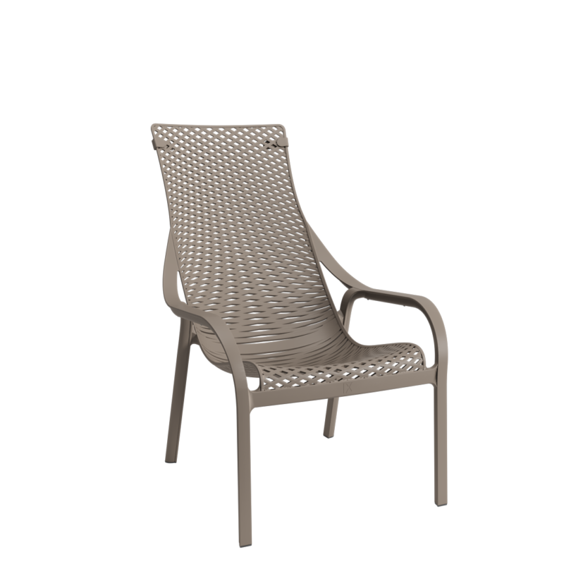 Cadeira Espreguiçadeira Livy Al-Mar Taupe Jardim Piscina Área Externa Empilhável Plaxmetal