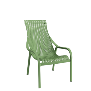 Cadeira Espreguiçadeira Livy Al-Mar Verde Oliva Jardim Piscina Área Externa Empilhável Plaxmetal