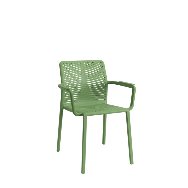 Cadeira Livy Malfi Verde Oliva Jardim Piscina Área Externa Empilhável Plaxmetal