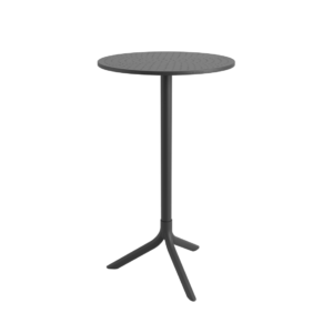 Mesa Bistrô Livy Aurah Alta Redonda Polipropileno Preta 105x60cm Plaxmetal