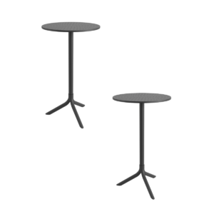 Mesa Bistrô Livy Aurah Alta Redonda Polipropileno Preta 105x60cm Plaxmetal - Kit 02