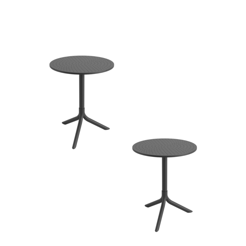 Mesa Bistrô Livy Aurah Média Redonda Polipropileno Preta 75x60cm Plaxmetal - Kit 02