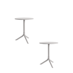 Mesa Bistrô Livy Aurah Média Redonda Polipropileno Cinza 75x60cm Plaxmetal - Kit 02