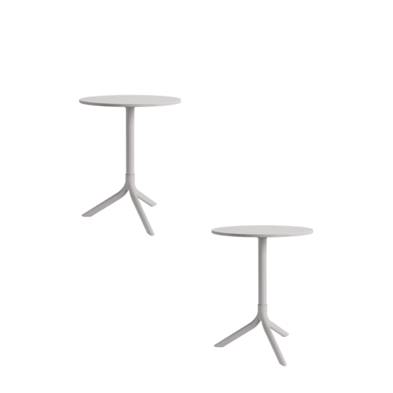 Mesa Bistrô Livy Aurah Média Redonda Polipropileno Cinza 75x60cm Plaxmetal - Kit 02