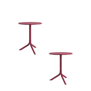 Mesa Bistrô Livy Aurah Média Redonda Polipropileno Marsala 75x60cm Plaxmetal - Kit 02