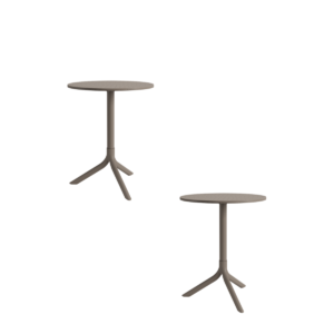 Mesa Bistrô Livy Aurah Média Redonda Polipropileno Taupe 75x60cm Plaxmetal - Kit 02