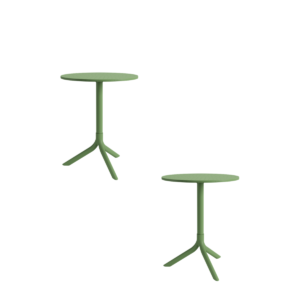 Mesa Bistrô Livy Aurah Média Redonda Polipropileno Verde Oliva 75x60cm Plaxmetal - Kit 02