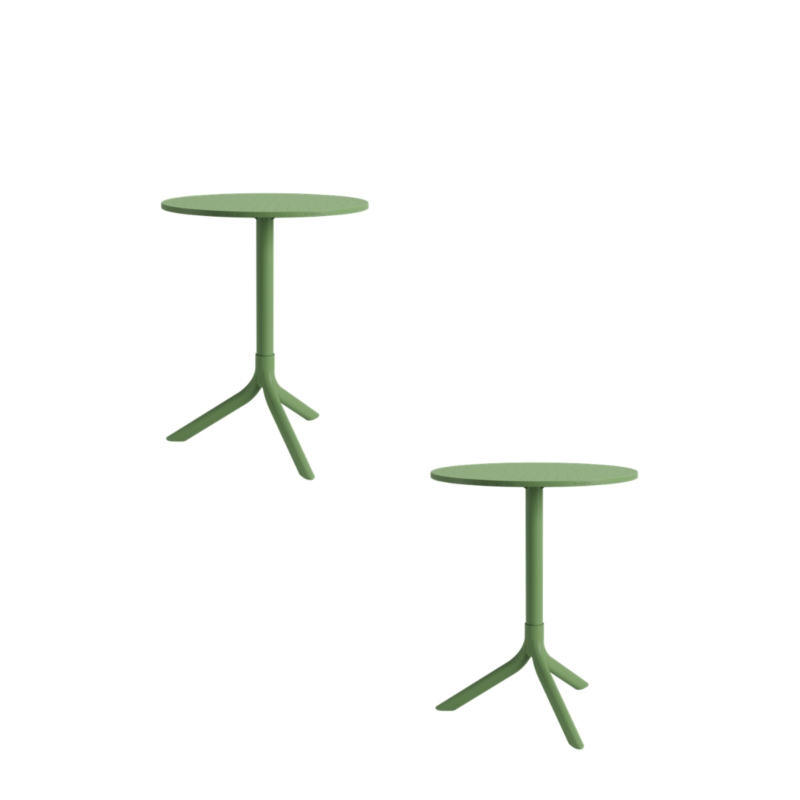 Mesa Bistrô Livy Aurah Média Redonda Polipropileno Verde Oliva 75x60cm Plaxmetal - Kit 02