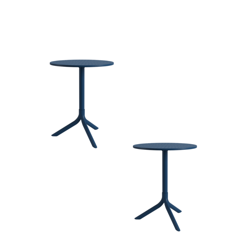 Mesa Bistrô Livy Aurah Média Redonda Polipropileno Azul Petróleo 75x60cm Plaxmetal - Kit 02
