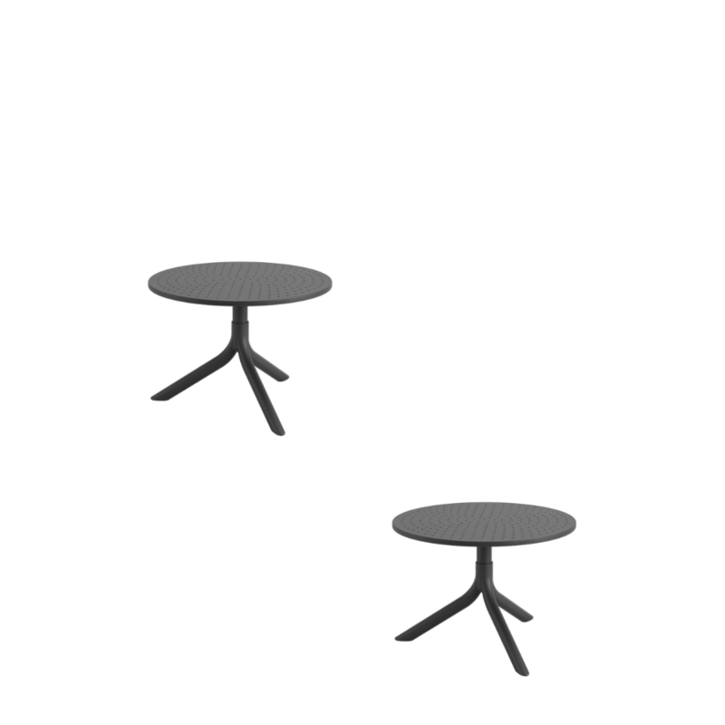 Mesa Bistrô Livy Aurah Baixa Redonda Polipropileno Preto 43x60cm Plaxmetal - Kit 02