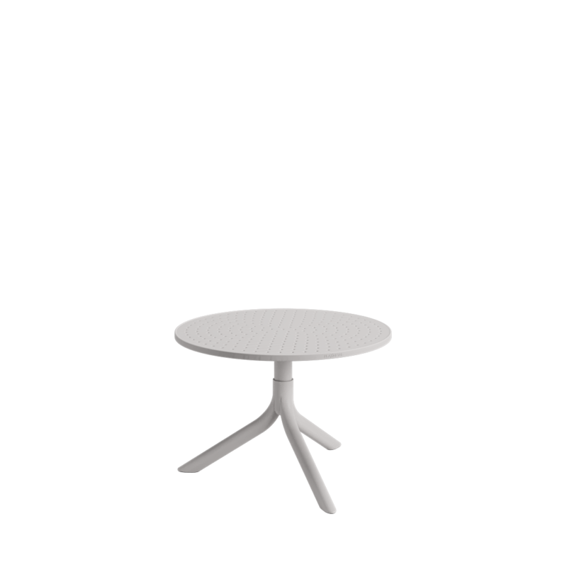 Mesa Bistrô Livy Aurah Baixa Redonda Polipropileno Cinza 43x60cm Plaxmetal