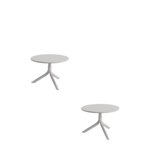 Mesa Bistrô Livy Aurah Baixa Redonda Polipropileno Cinza 43x60cm Plaxmetal - Kit 02