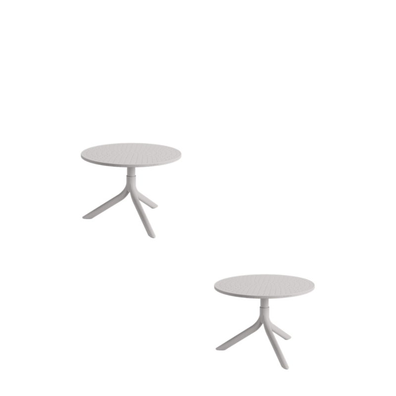 Mesa Bistrô Livy Aurah Baixa Redonda Polipropileno Cinza 43x60cm Plaxmetal - Kit 02