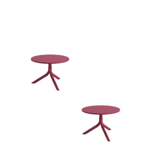 Mesa Bistrô Livy Aurah Baixa Redonda Polipropileno Marsala 43x60cm Plaxmetal - Kit 02