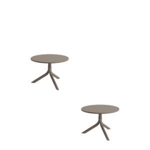 Mesa Bistrô Livy Aurah Baixa Redonda Polipropileno Taupe 43x60cm Plaxmetal - Kit 02
