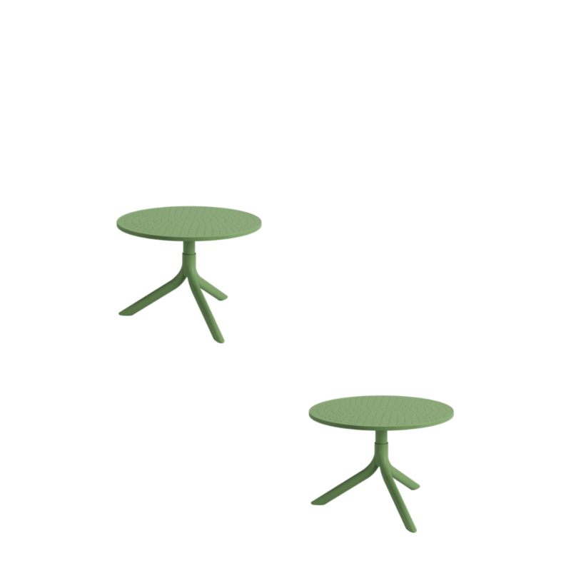 Mesa Bistrô Livy Aurah Baixa Redonda Polipropileno Verde Oliva 43x60cm Plaxmetal - Kit 02
