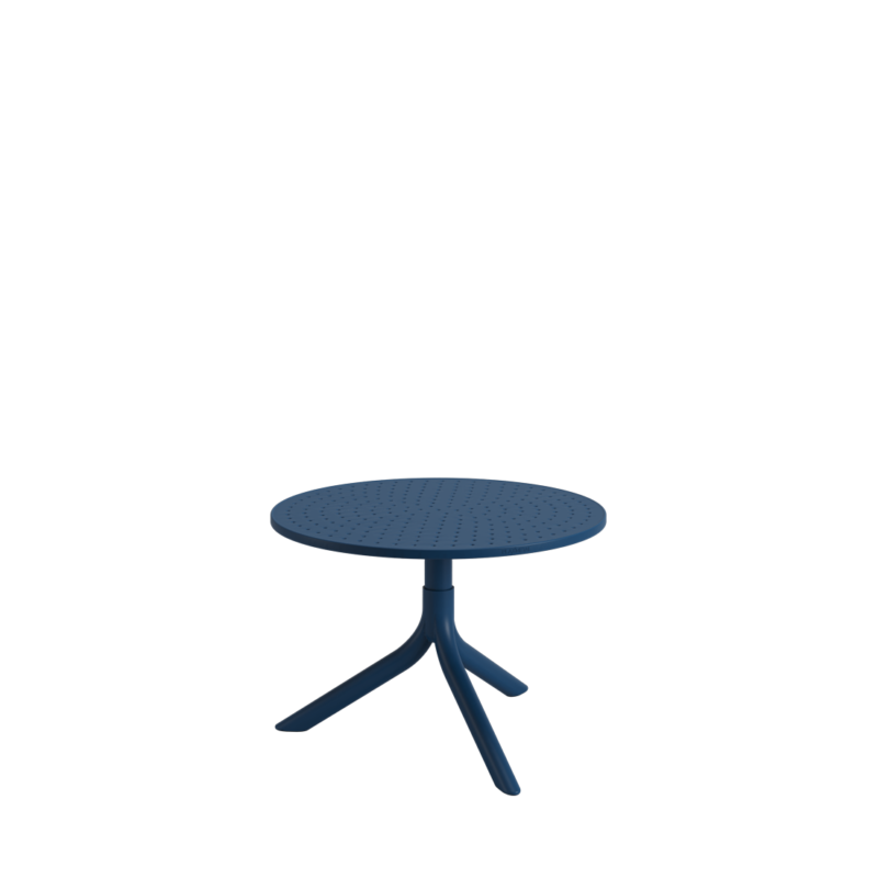 Mesa Bistrô Livy Aurah Baixa Redonda Polipropileno Azul Petróleo 43x60cm Plaxmetal