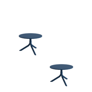 Mesa Bistrô Livy Aurah Baixa Redonda Polipropileno Azul Petróleo 43x60cm Plaxmetal - Kit 02